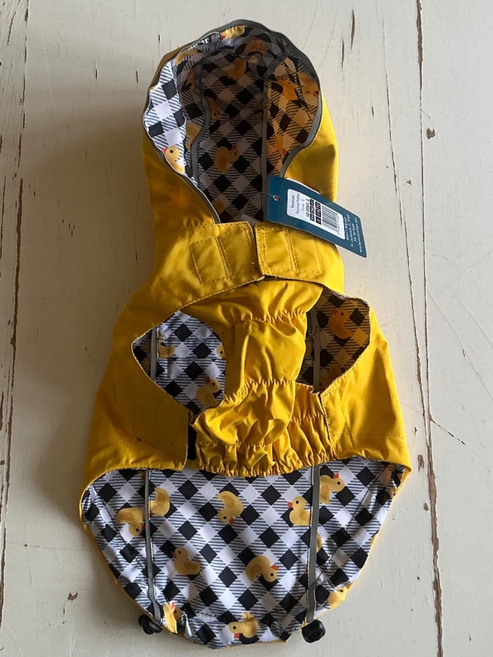 NWT Adorable Hip Doggie REVERSIBLE Velcro closure Rain jacket with hood Small